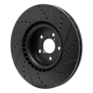 Subaru Impreza Brake Rotor (1) - Front Left - R1 Concepts - Drilled & Slotted - Black - `03-`25